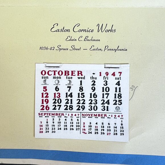 1947 Chrustnas Card Spaniel Puppies Dogs, Calendar Inside Ephemeral Pennsylvania - Picture 7 of 11